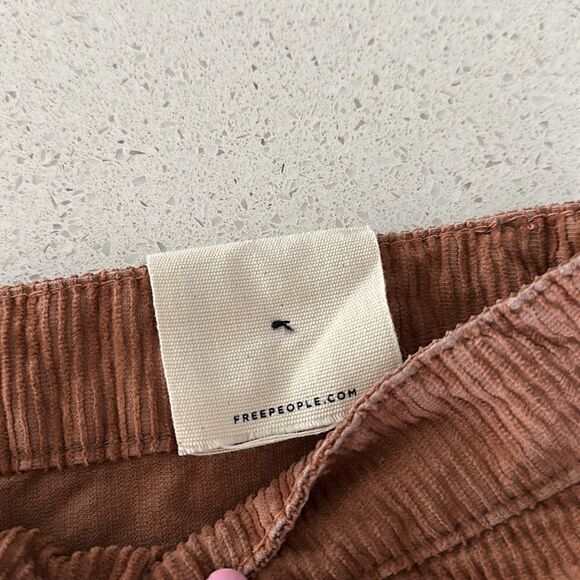 NWT Free People Brown Pax Slim Corduroy Boyfriend Jeans 32 MidRise Straight Pant - Picture 7 of 13